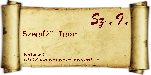 Szegő Igor névjegykártya