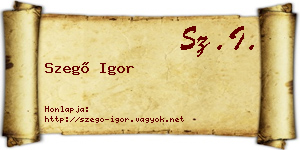 Szegő Igor névjegykártya